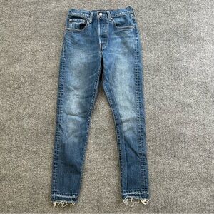 Levi’s 501 Jeans Women 26x27 Button Fly Distressed Raw Hem Straight Leg
